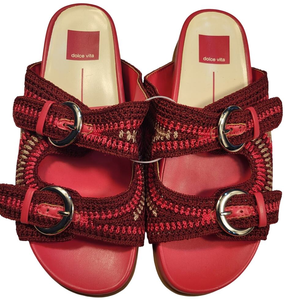 NEW Dolce Vita Ralli sandals knit crochet textile straps pink women's size 7.5